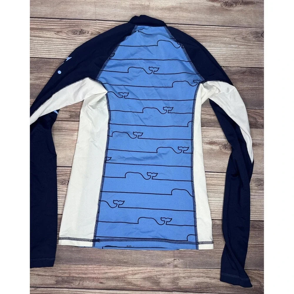 VINEYARD VINES WHALE LINE GRAPHIC RASH GUARD SHIRT WOMEN'S  BLUE‎ XS